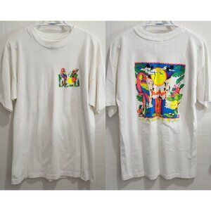 VTG Jamaica Neon Colorful Tropical Bird Parrot Single Stitch T Shirt Size XL
